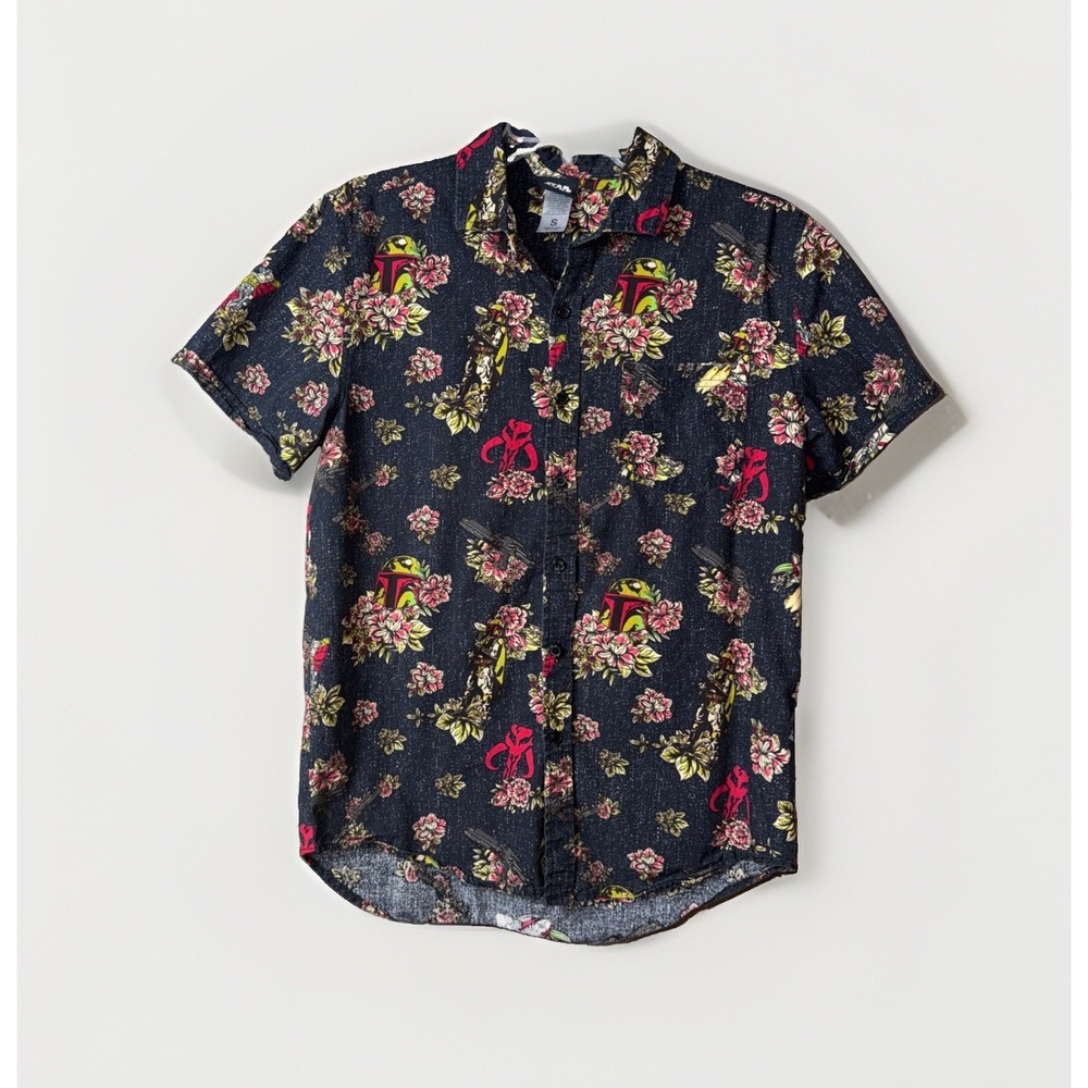 Disney Parks Star Wars Men's Size S Boba Fett Hawaiian Button Down Shirt Tiki